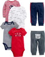 Simple Joys by Carter's Baby Boys' 6-Piece Bodysuits (Short and Long Sleeve) and Pants Set